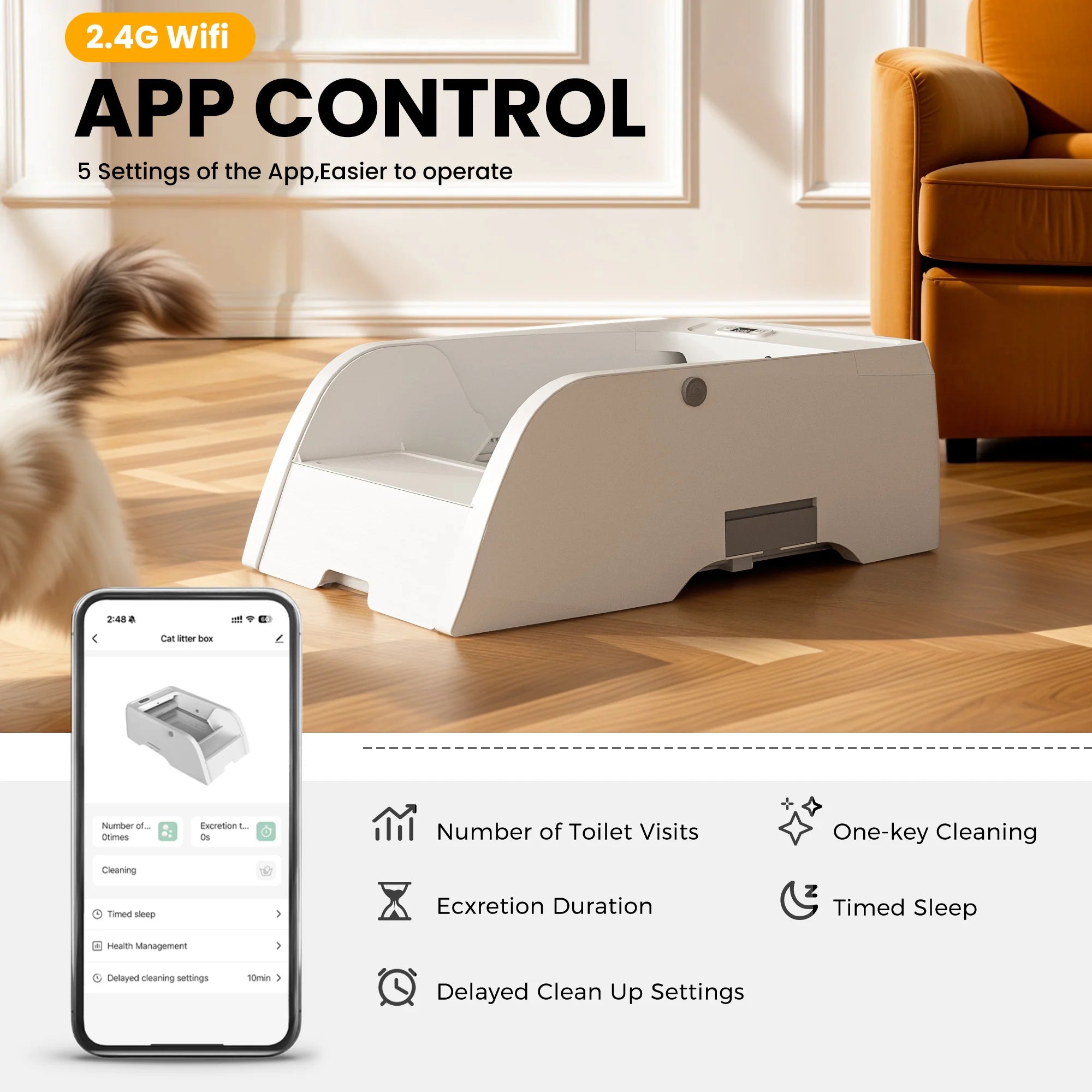 Self Cleaning Cat Litter Box with App Control