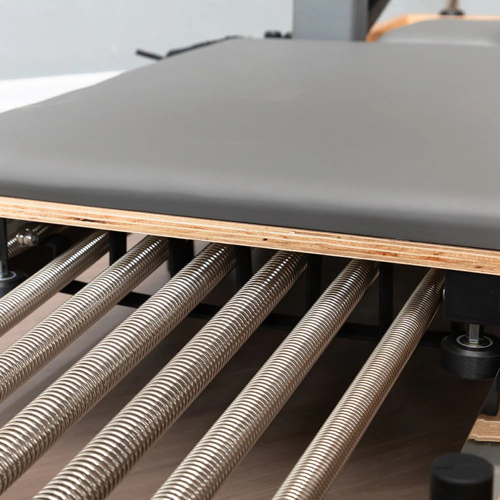 Foldable Pilates Reformer for Home Workouts, Oak Wood Frame, 6 Springs