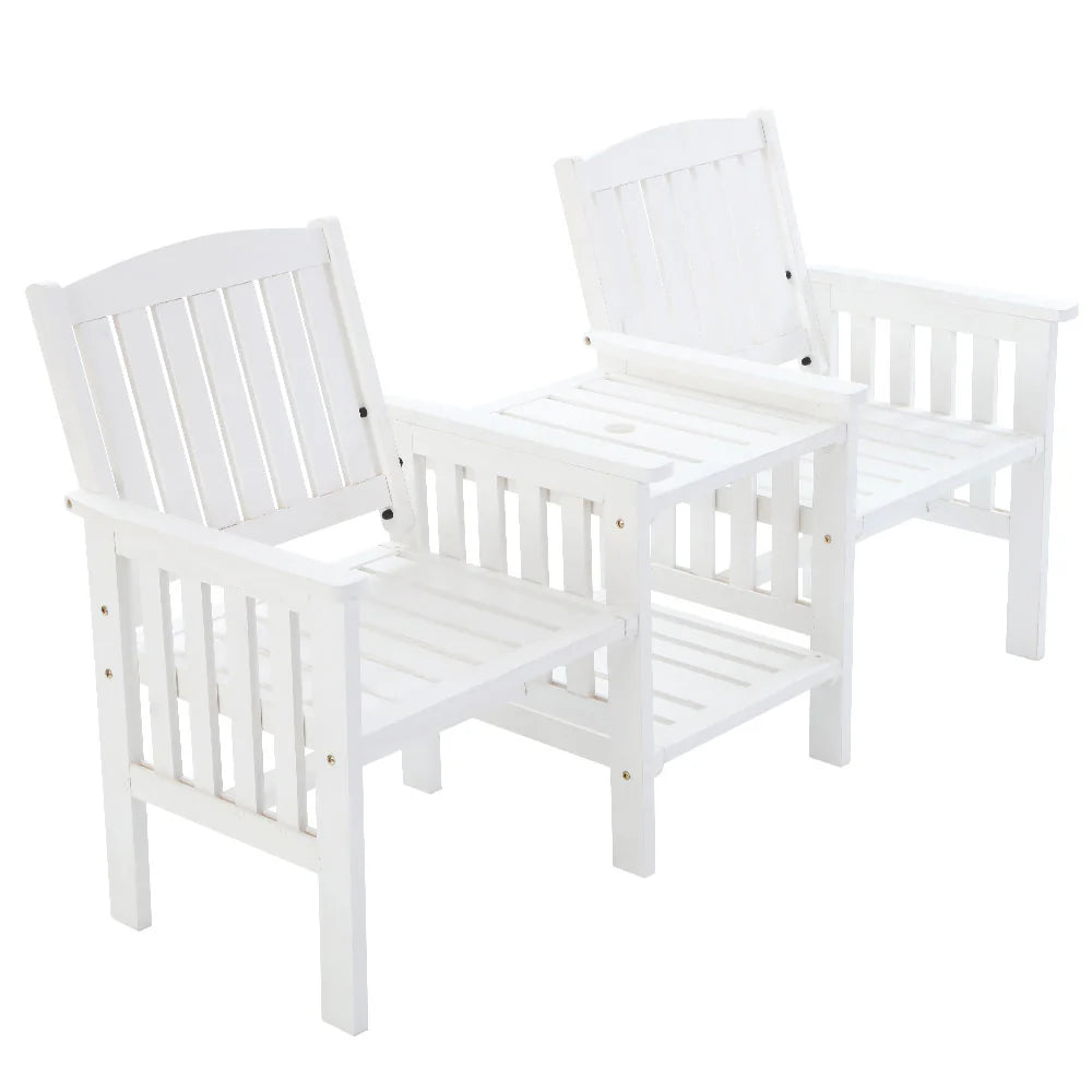 Weather-Resistant 2-Seater Garden Bench with Table, Gardeon