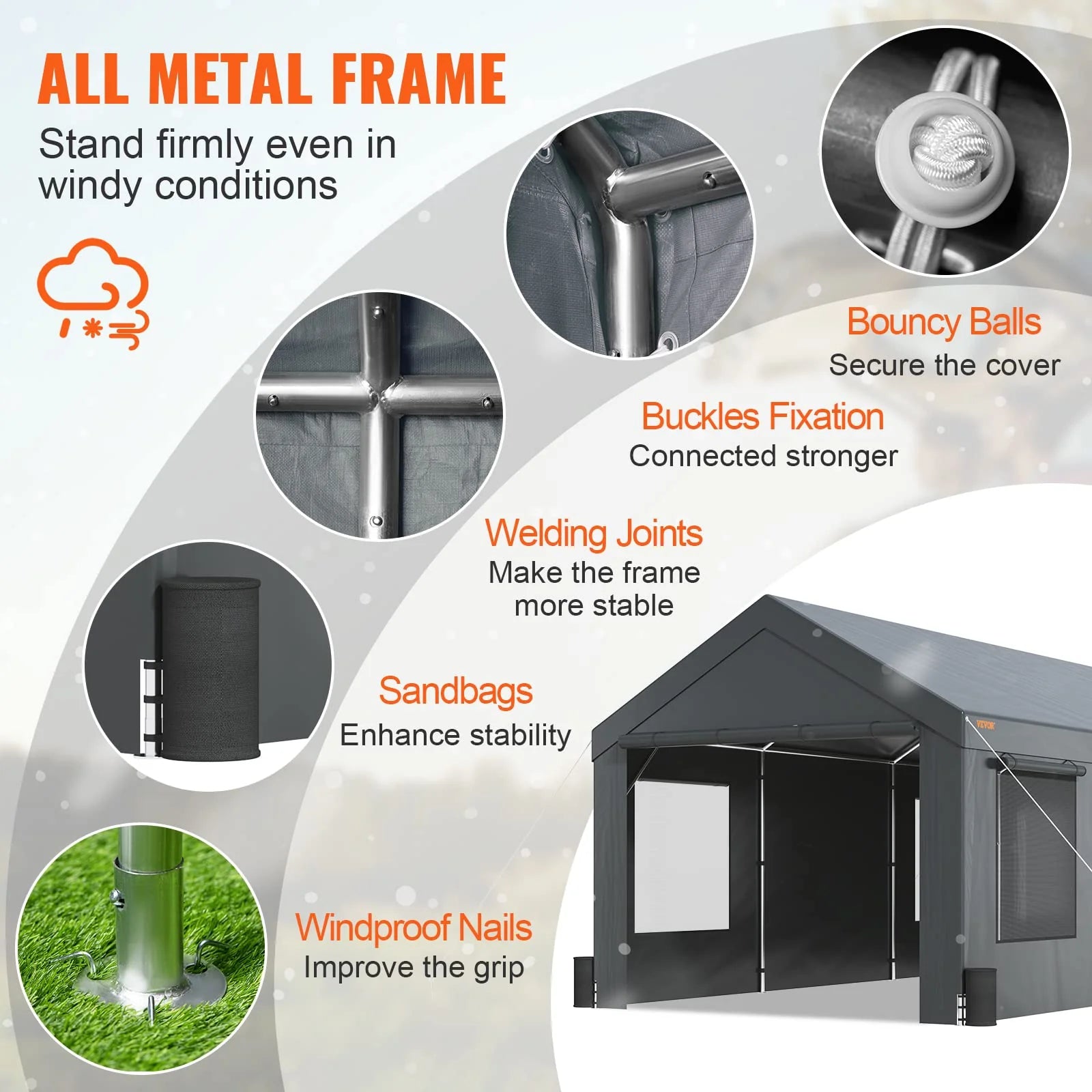 VEVOR Carport 10x20ft, Car Canopy Portable Garage