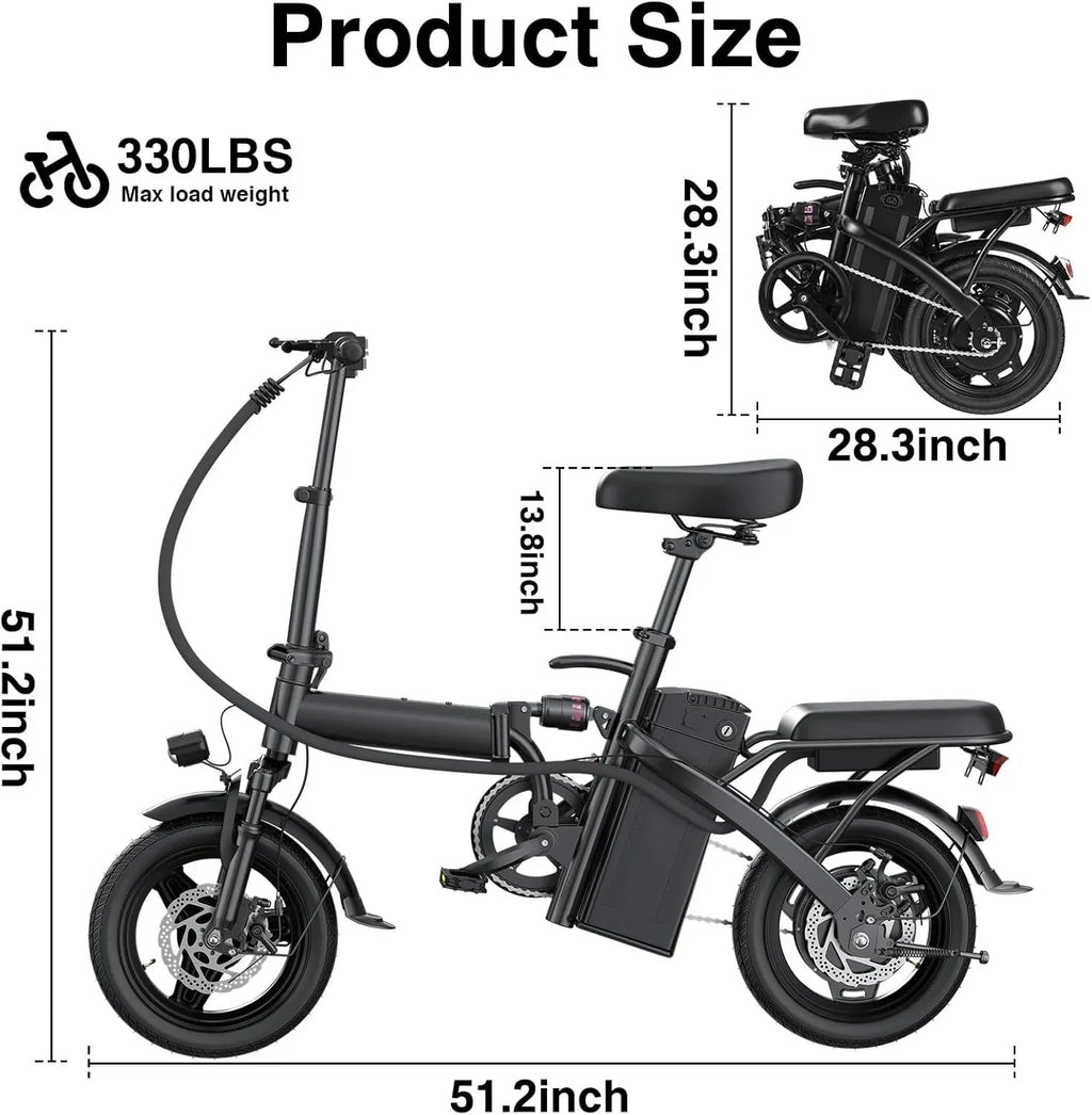 Electric bicycle for adults and teenagers, foldable e-bike for commuters and city use, foldable e-bike motor 48V 24MPH