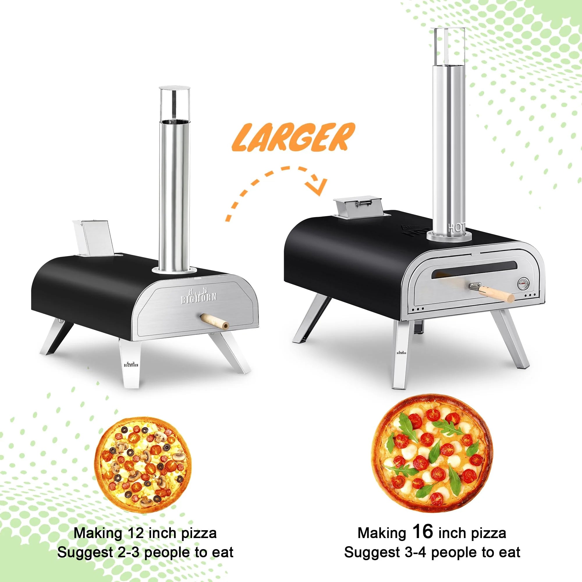 BIG HORN OUTDOORS 16 Inch Wood Pellet Burning Pizza Oven