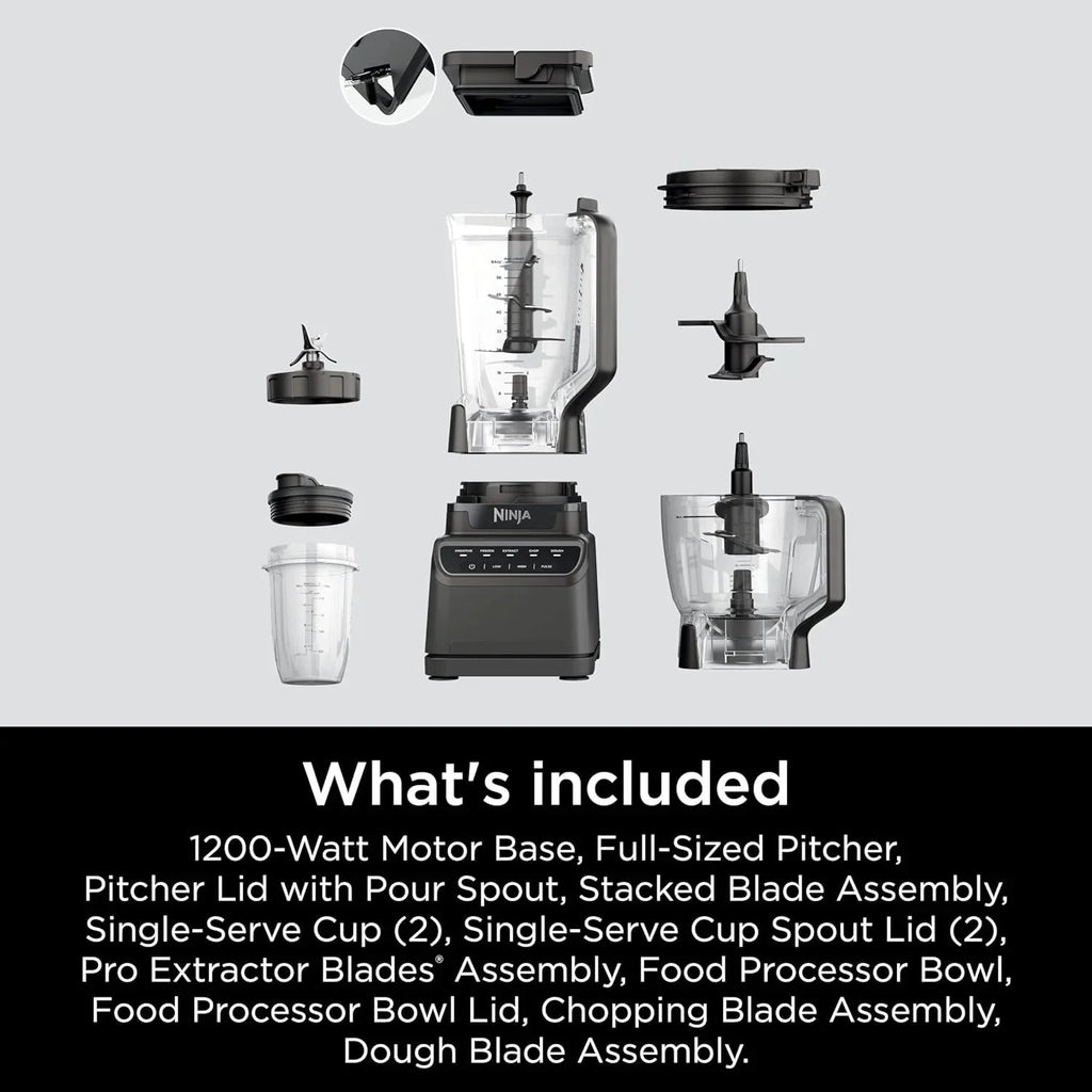 Ninja Mega Kitchen System, 1500 Watt Stand Mixer (2.1 Liters) and Food Processor (8 Cups) with (2) 473 ml Takeaway Cups