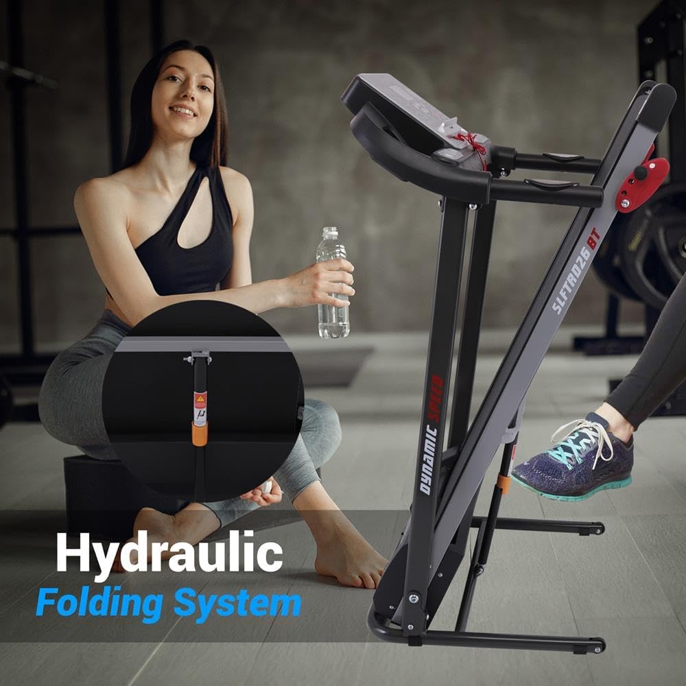 SereneLife Folding Treadmill - Foldable Home Fitness Equipment with LCD for Walking & Running - Cardio Exercise Machine - Preset and Adjustable Programs - Bluetooth Connectivity