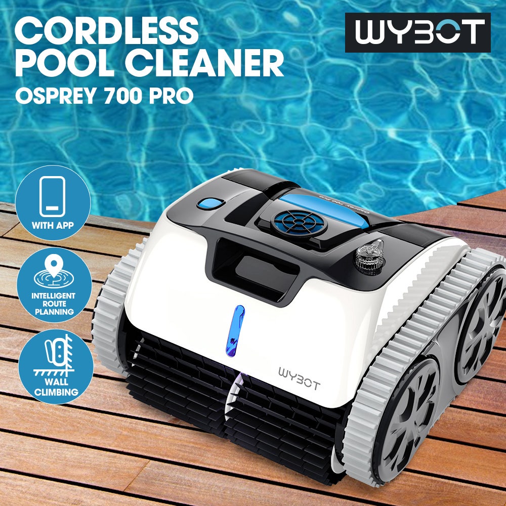 WYBOT Osprey 700 Pro Cordless Robotic Pool Cleaner, Automatic Wall Climbing Vacuum with Strong Suction, Intelligent Path Planning, 90 Min Runtime, Quick Charge, Ideal for Above/In-ground Pools