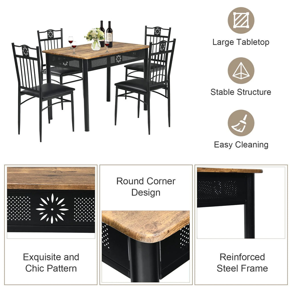 Giantex 5 Pieces Dining Table Set, Modern Kitchen Table Set for 4 Person, Bistro Table Set for Home