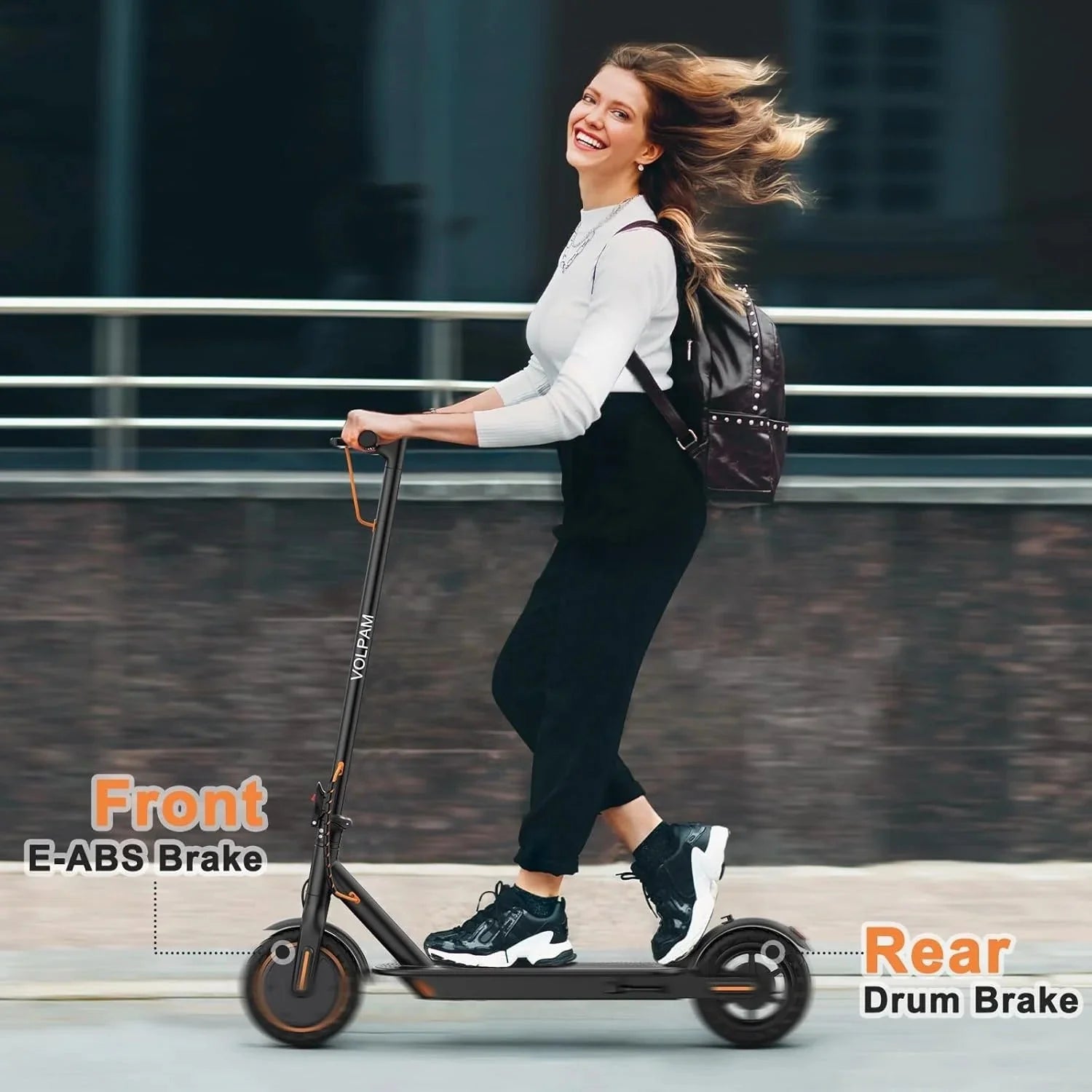 Electric scooter, 350W/500W powerful motor, 8.5"/10" solid rubber tires, 19/22 mph, 28/21/12 mile range, dual brakes
