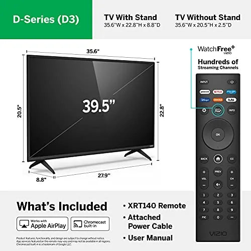 VIZIO 40-inch D-Series Full HD 1080p Smart TV with AMD FreeSync, Apple AirPlay