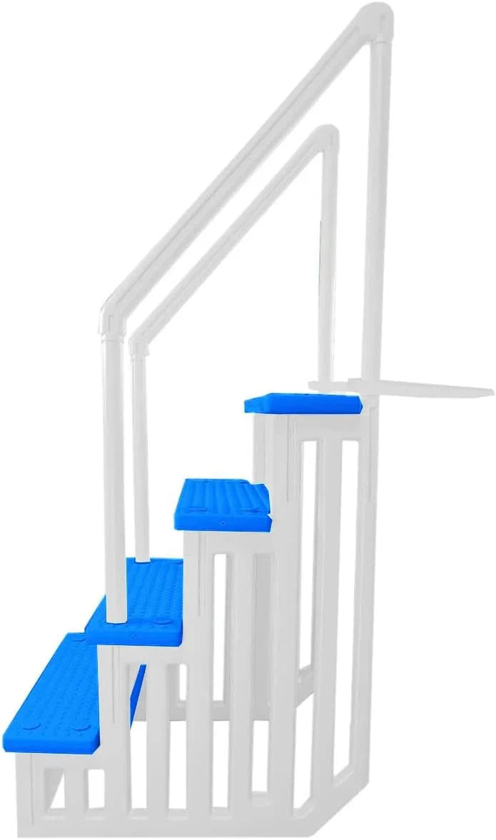 Non-slip entry steps for pools | Grey | For above-ground pools | Can be installed on terraces with a height of 122 to 137 cm | Load capacity up to 136 kg