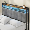 Storage Headboard Upholstered with Charging Station