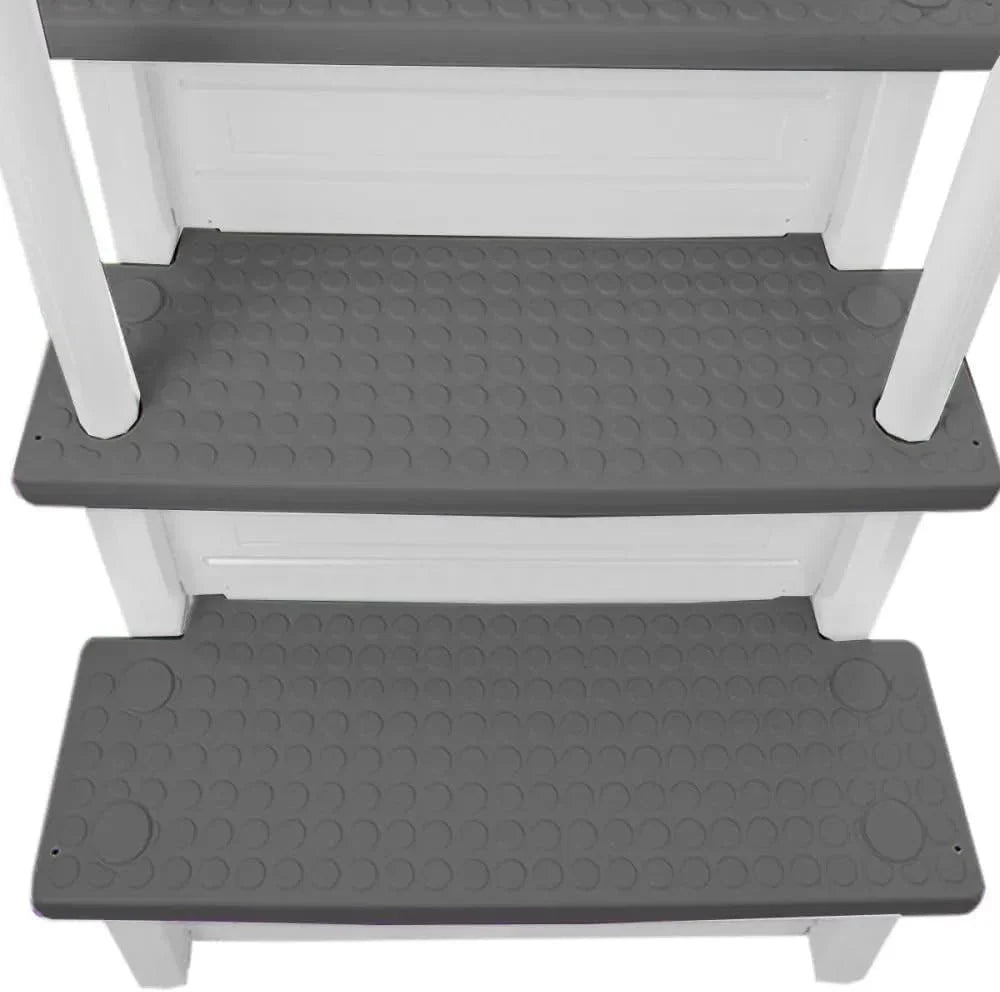 Non-slip entry steps for pools | Grey | For above-ground pools | Can be installed on terraces with a height of 122 to 137 cm | Load capacity up to 136 kg