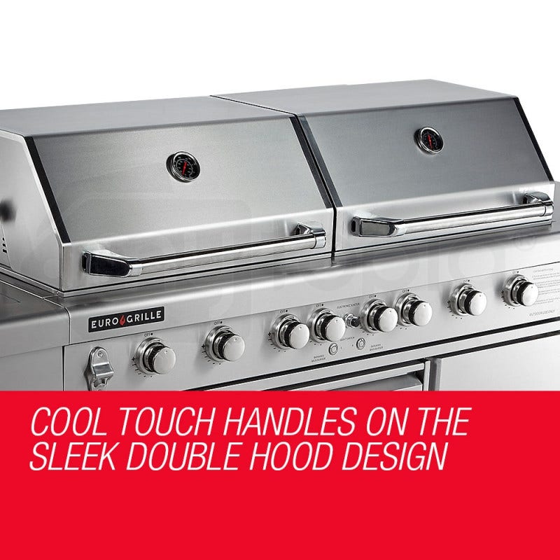 EuroGrille 9 Burner BBQ Grill Outdoor Barbeque Gas Stainless Steel Kitchen