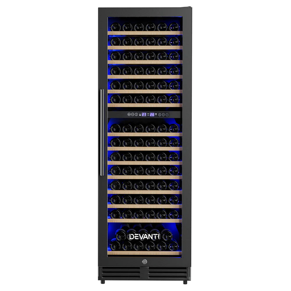 Devanti Wine Fridge Cooler Dual Zone 154 Bottles