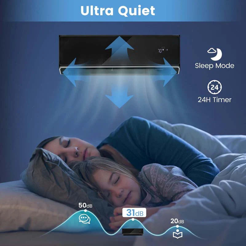 18,000 BTU 21 SEER2 208-230V Wifi Enabled Mini-Split Air Conditioner with Alexa, Wall Mounted Ductless AC Unit Inverter Heat Pump System