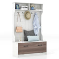 Giantex 160cm Hall Tree | Entryway Organizer with Coat Rack & Storage Bench