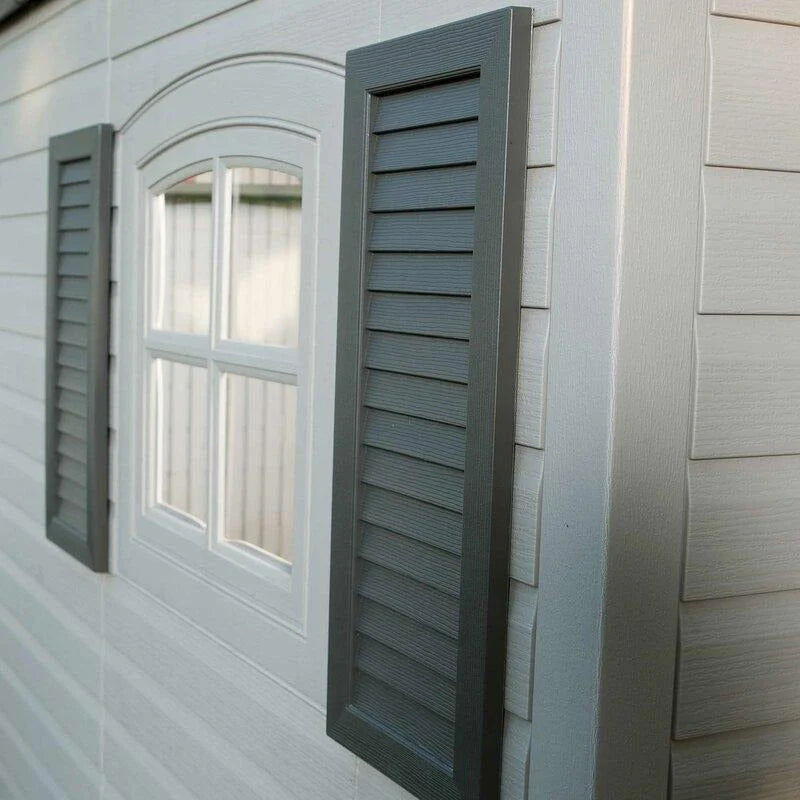 2025 Side entrance, 4.57 m W x 2.44 m D, plastic tool shed