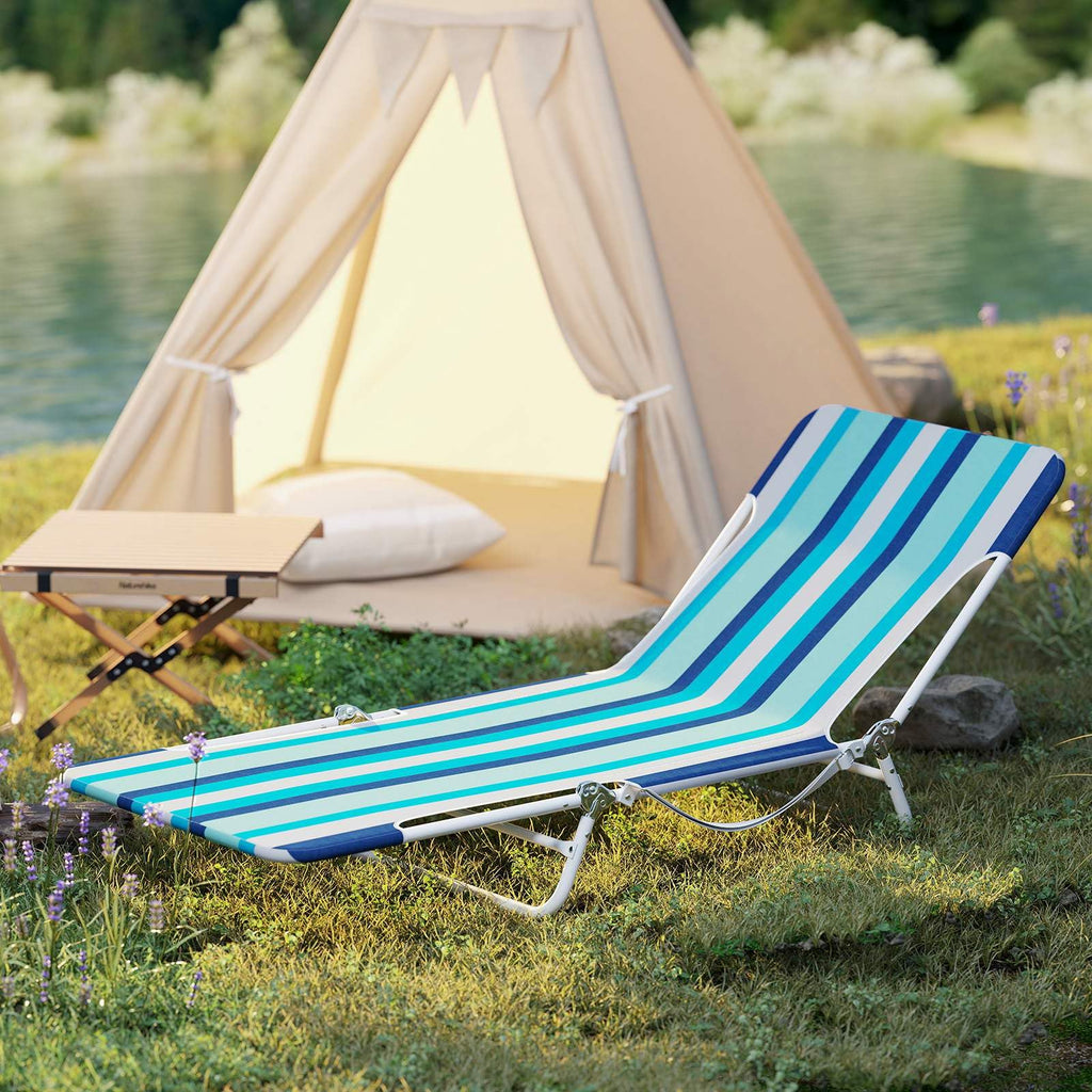 2 Pieces 5-position Outdoor Folding Chaise Lounge with Carry Strap for Patio