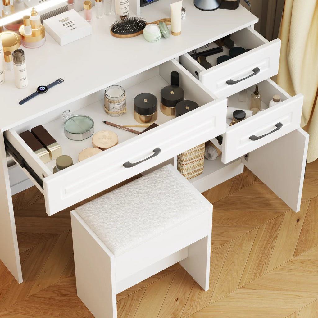 Dressing Table Stool Set with Charging Station