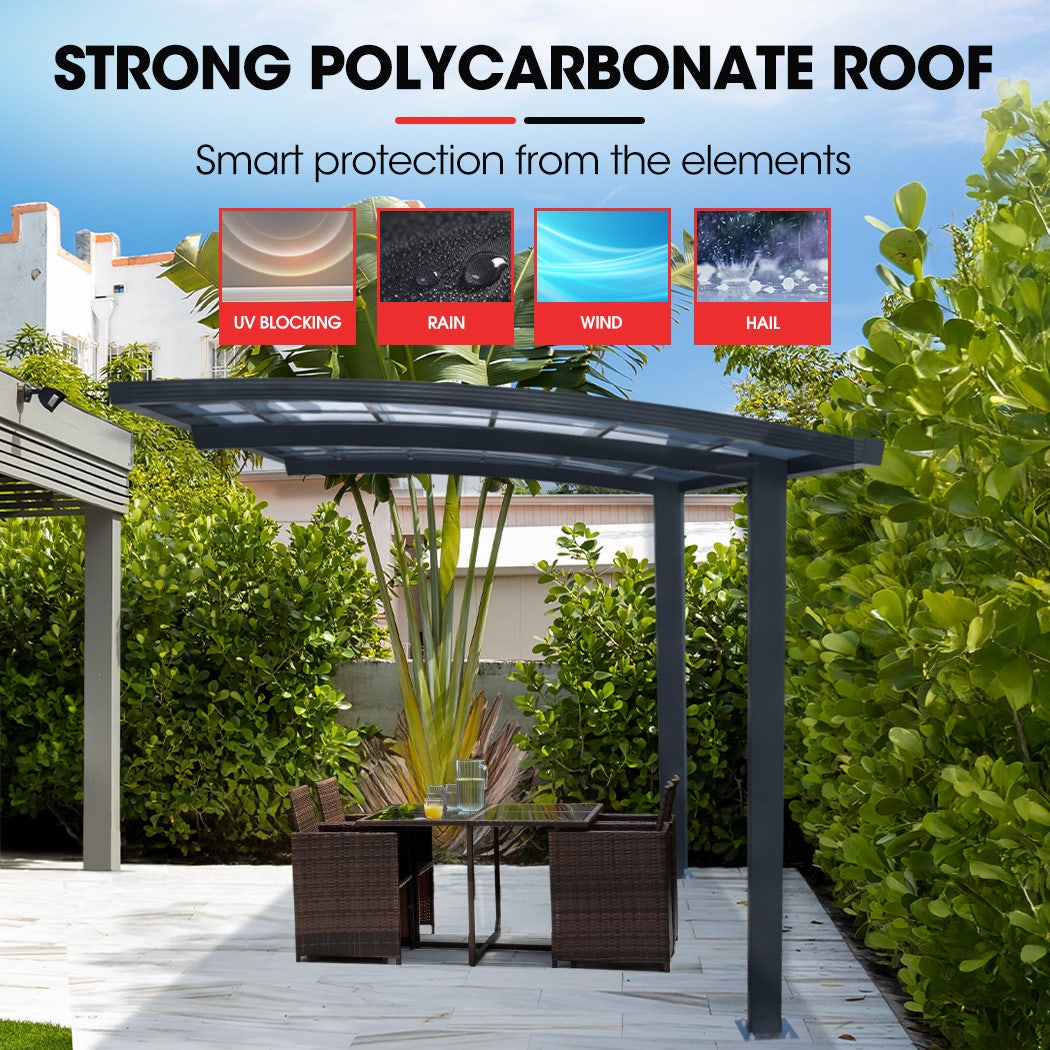 SHADE SHIELD Single Cantilever Carport 3.0m x 5.5m x 2.98m, Aluminium Alloy Frame, Polycarbonate Roof, Shelter for Car or Outdoor Living