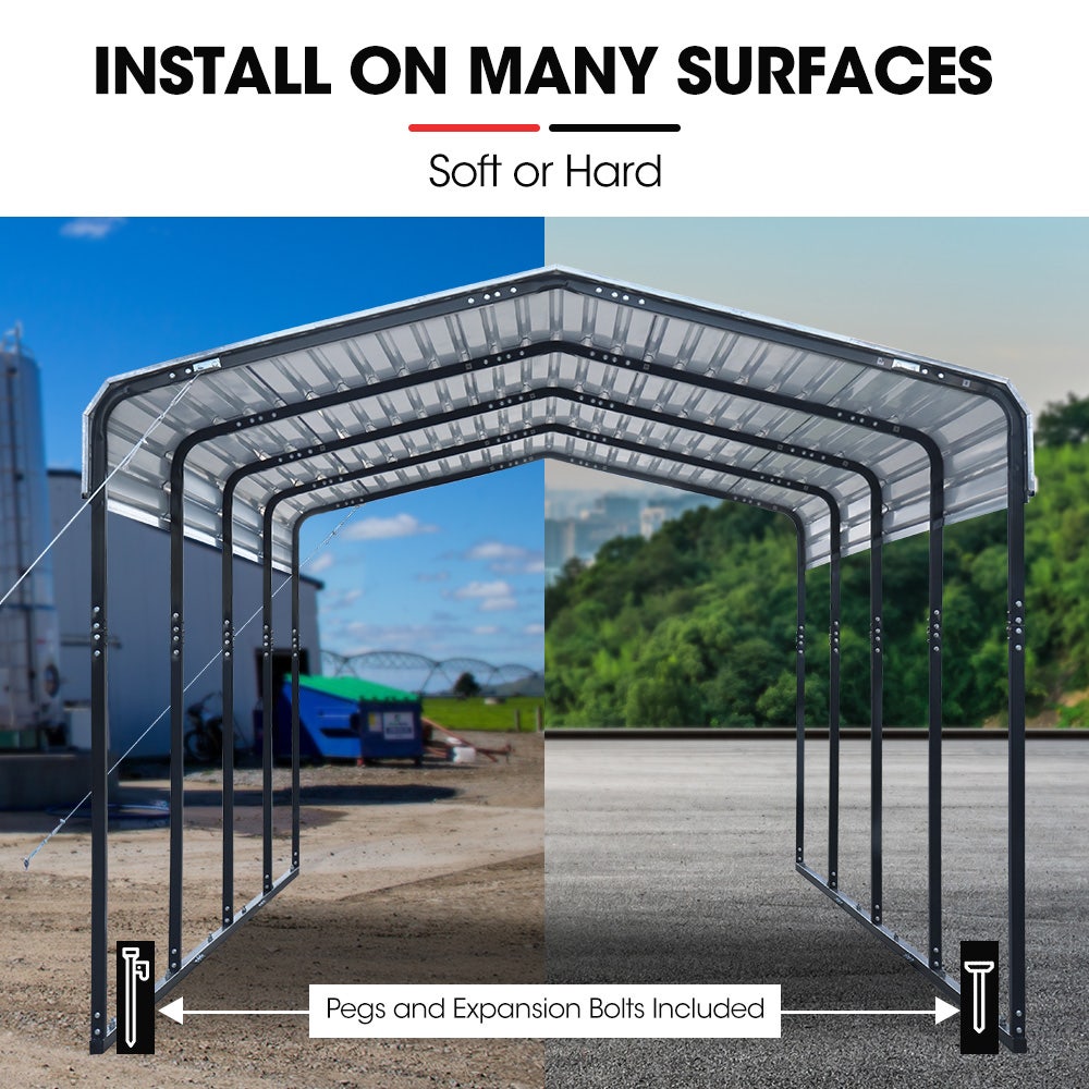 SHADE SHIELD Single Carport Shed 3.3 x 6 x 2.8m, Galvanised Steel Frame, Powder Coated Gable Roof, Shelter for Car Caravan Boat Tractor Agricultural
