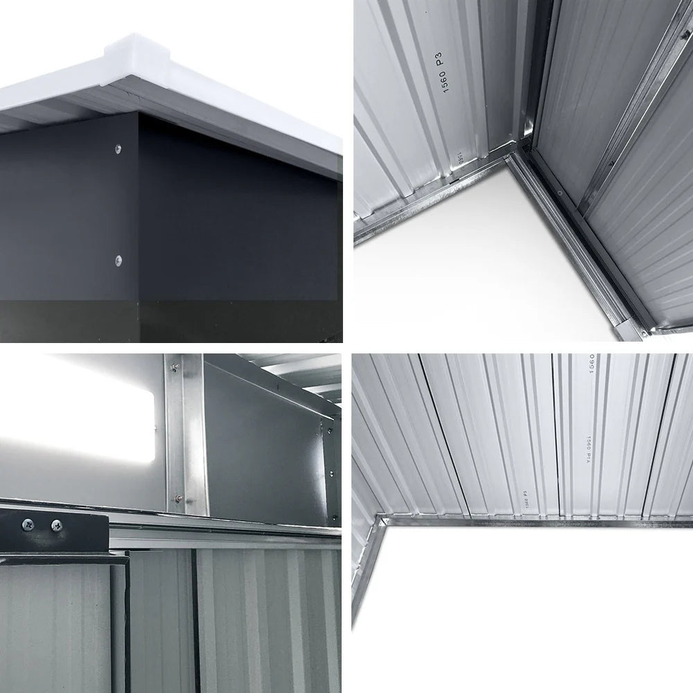 Giantz 2.38x1.31M Metal Garden Shed Grey Sliding Door