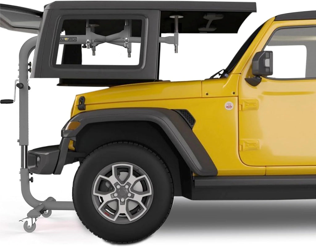 Hardtop removal jack for Jeep Wrangler, one-person system