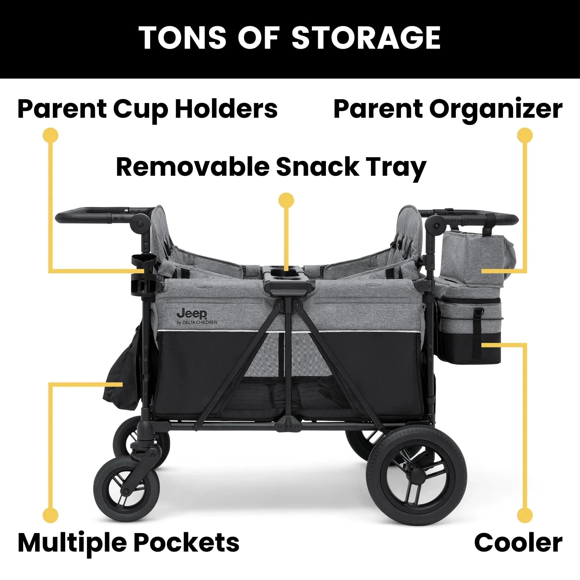 Jeep Wrangler Deluxe 4 Seater Stroller Wagon by Delta Children