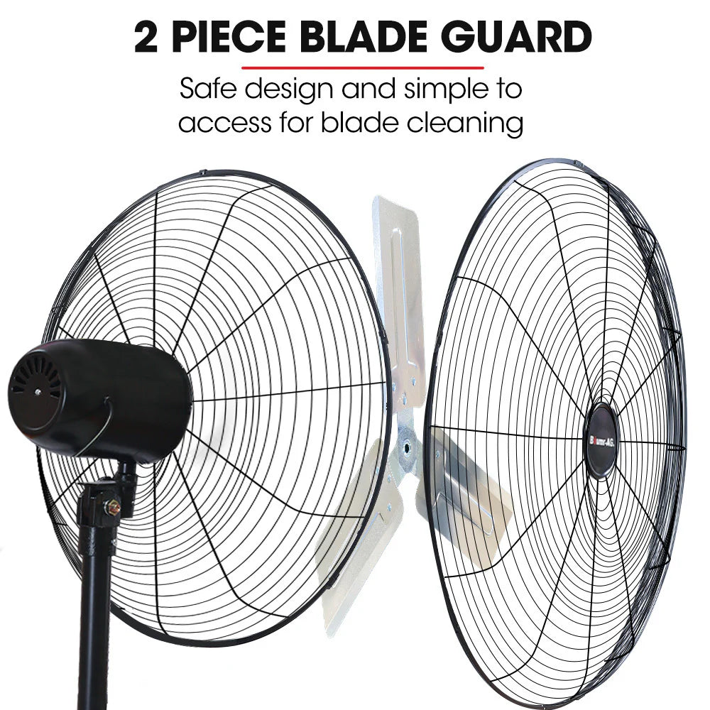 BAUMR-AG 30" 762mm 300W Industrial Pedestal Fan, Large, Commercial, Heavy-duty, 3 Speed, EESS Certified
