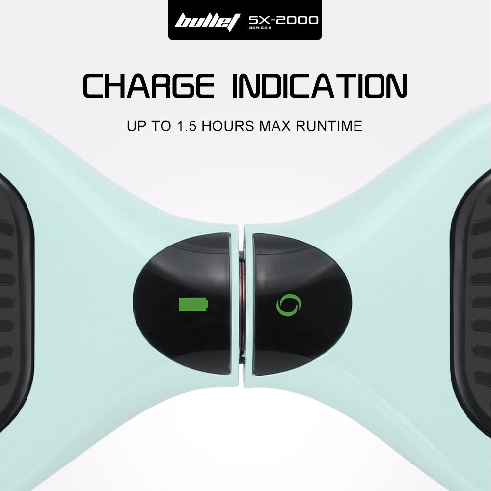 BULLET SX-2000 Hoverboard Scooter, 500W Brushless, UL Certified, AU Compliant, Superior Self Balancing System, LED Lights, Mint Green