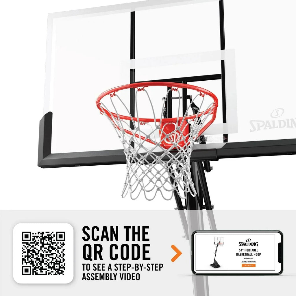 2025 Spalding 54-inch shatterproof polycarbonate Exacta height basketball hoop system, portable