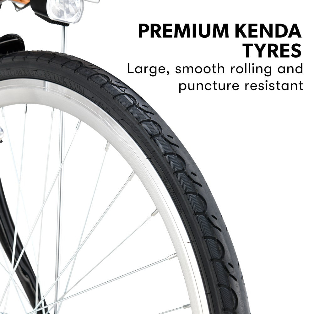 VALK Laneway 5 Vintage Electric Bike, Torque Sensor equipped eBike, Medium, Black
