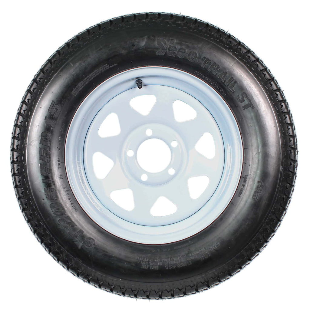 2-Pack Trailer Tire On Rim ST205/75D15 205/75 D 15 in. LRC 5 Hole White Spoke