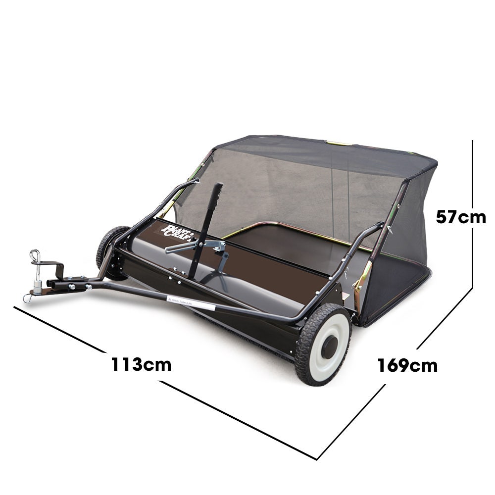 PLANTCRAFT Lawn Sweeper 38" Wide, Tow Behind Leaf and Grass Clipping Collector, Universal Hitch for Ride on Mower, Garden Tractor