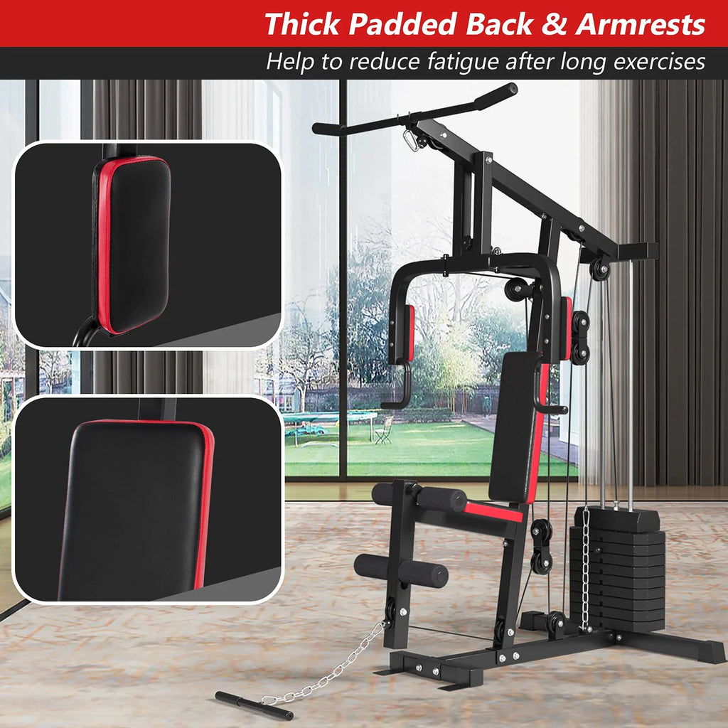 Multifunction Home Gym Station Indoor Strength Training Fitness Machine w/45 kg Weight Stack