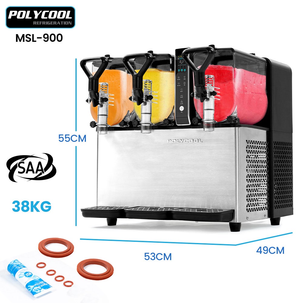PRE-ORDER POLYCOOL 9L Triple Tank Slushie Machine, Independent Digital Control Slushy Maker