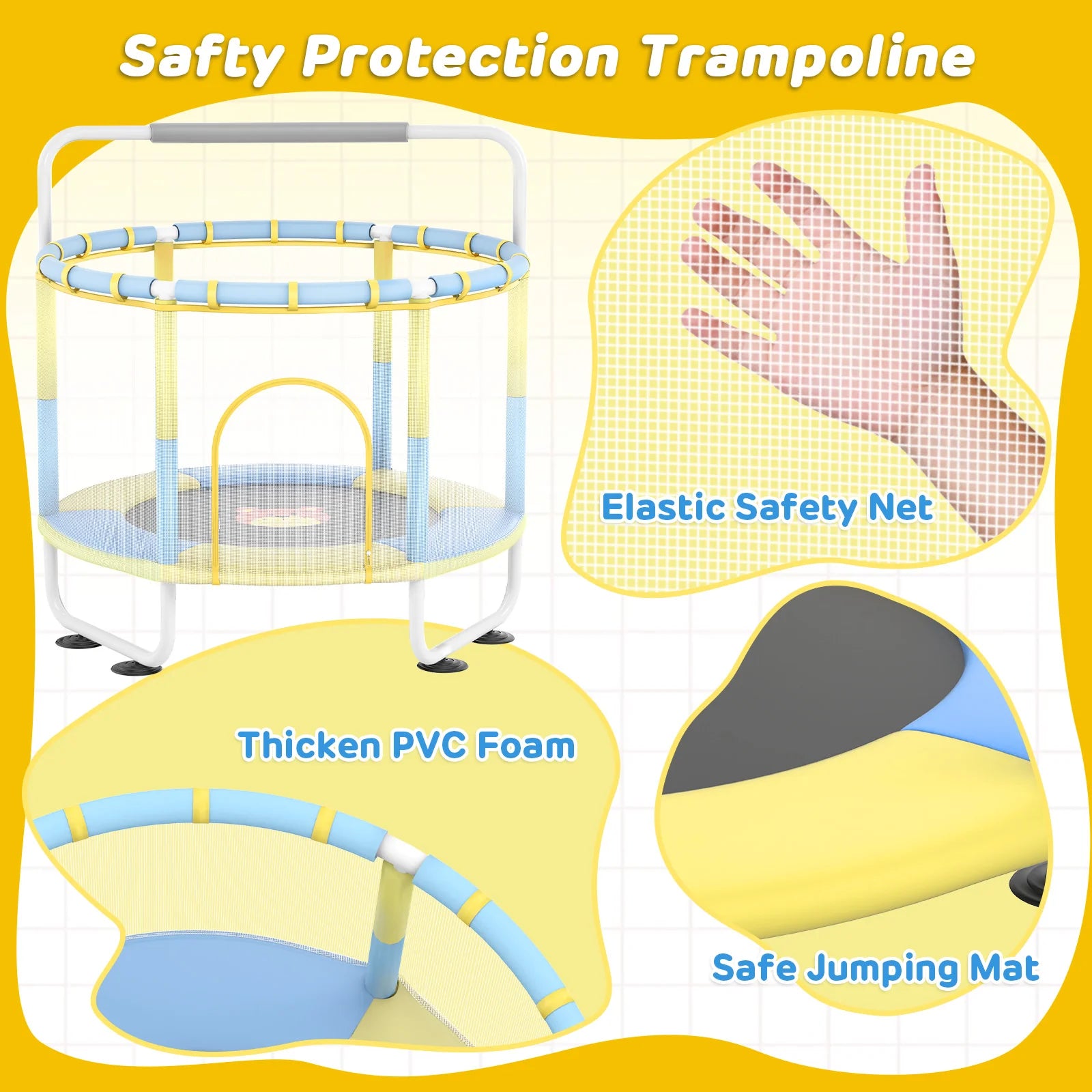 55" Trampoline with Basketball Hoop Swings