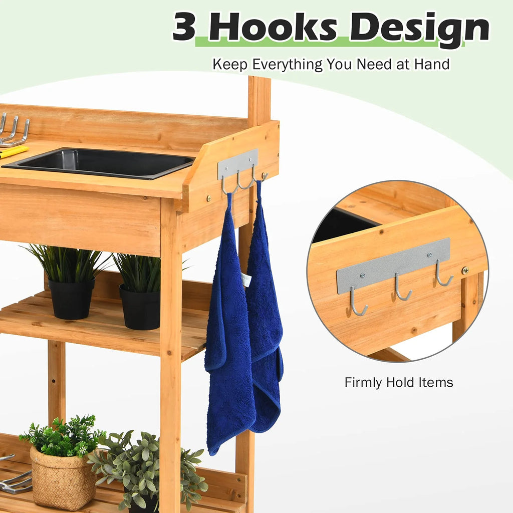 Giantex Garden Potting Bench Table, Wooden Potting Work Table