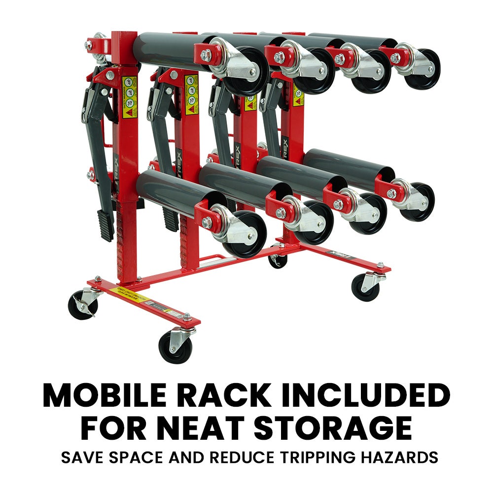 T-REX 2360kg Set of 4 Vehicle Positioning Jacks with Rack Stand, Mechanical Ratcheting Foot Pedal Wheel Dolly For Auto Car Moving