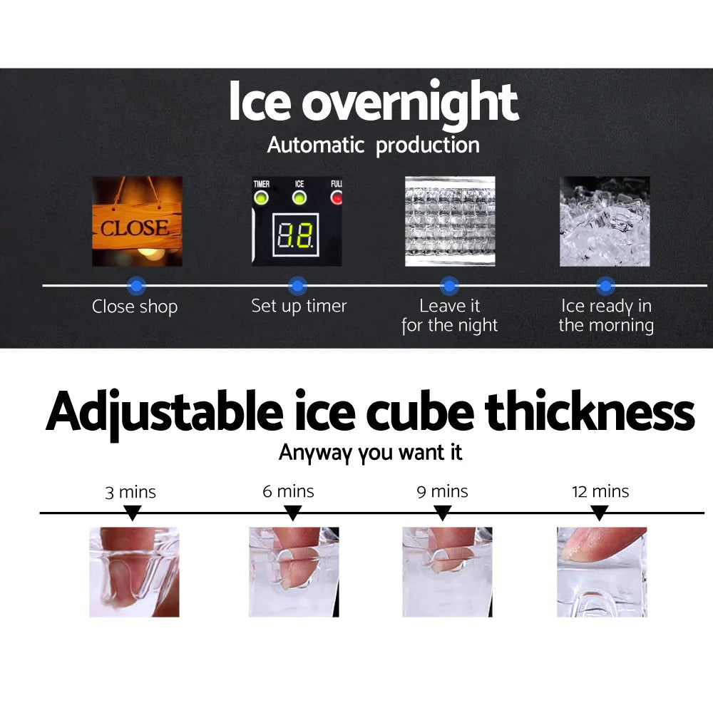 60kg Ice Maker Machine, Adjustable Thickness - Devanti
