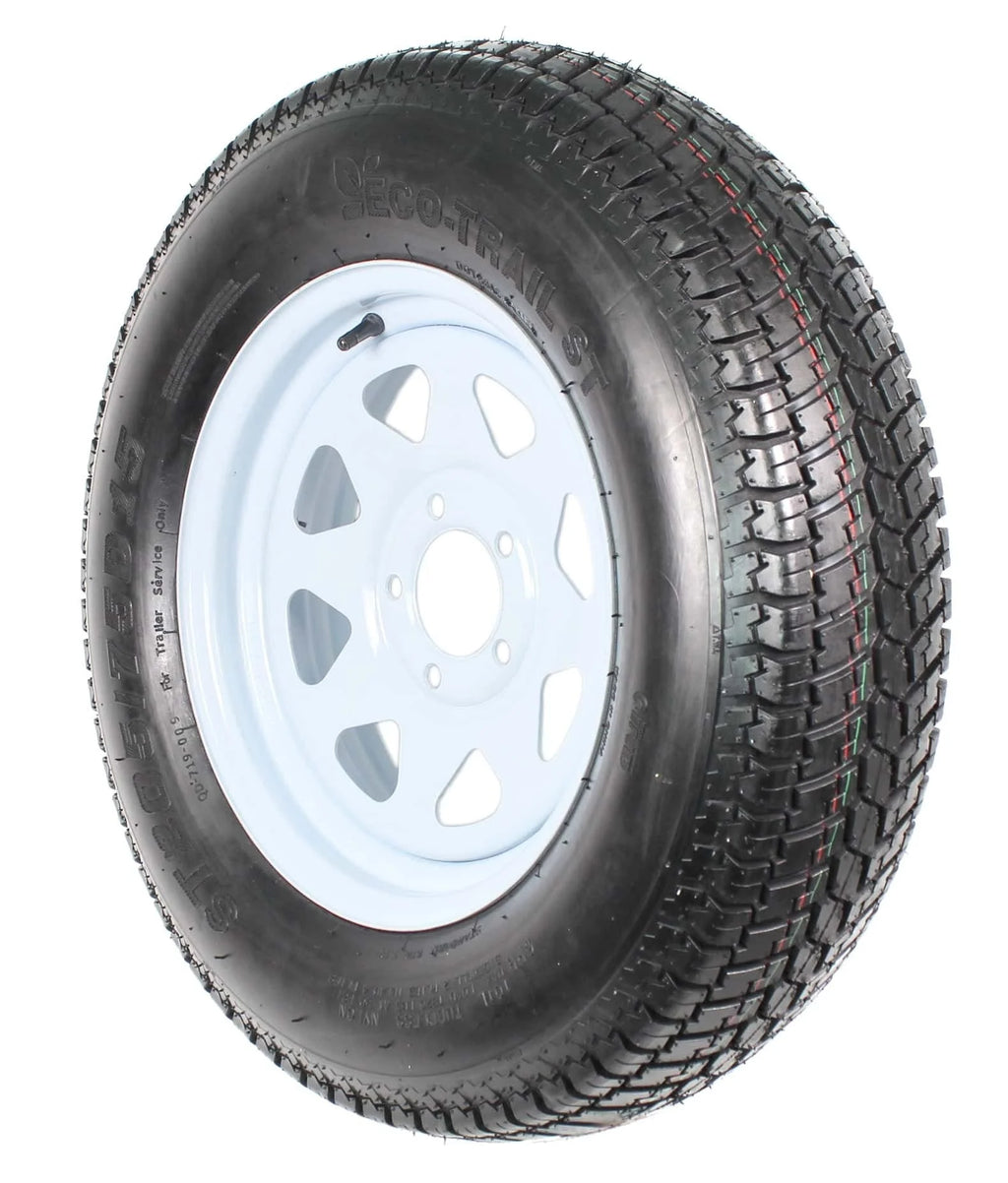 2-pack trailer tires on rim ST205/75D15 205/75 D 15 inch LRC 5-hole white spokes  1