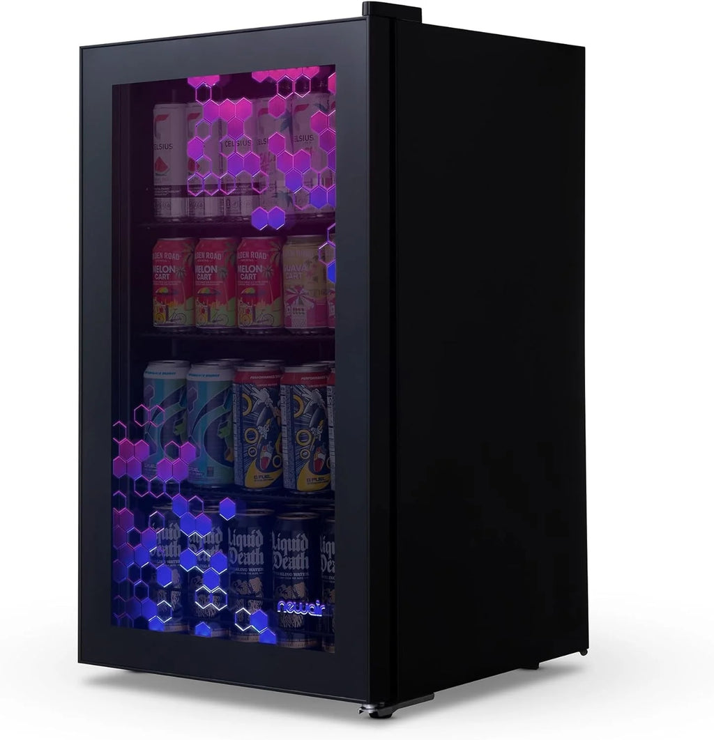 Beverage Refrigerator Cooler | 126 Cans Free Standing with Right Hinge Glass Door | Mini Fridge Beverage Organizer Perfect For Beer, Wine, Soda, And Cooler Drinks