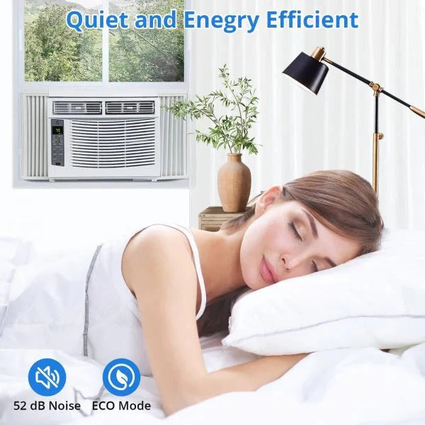 Window air conditioner with reusable filter and controls, 6000 BTU, 115 V~, suitable for rooms up to 250 square feet