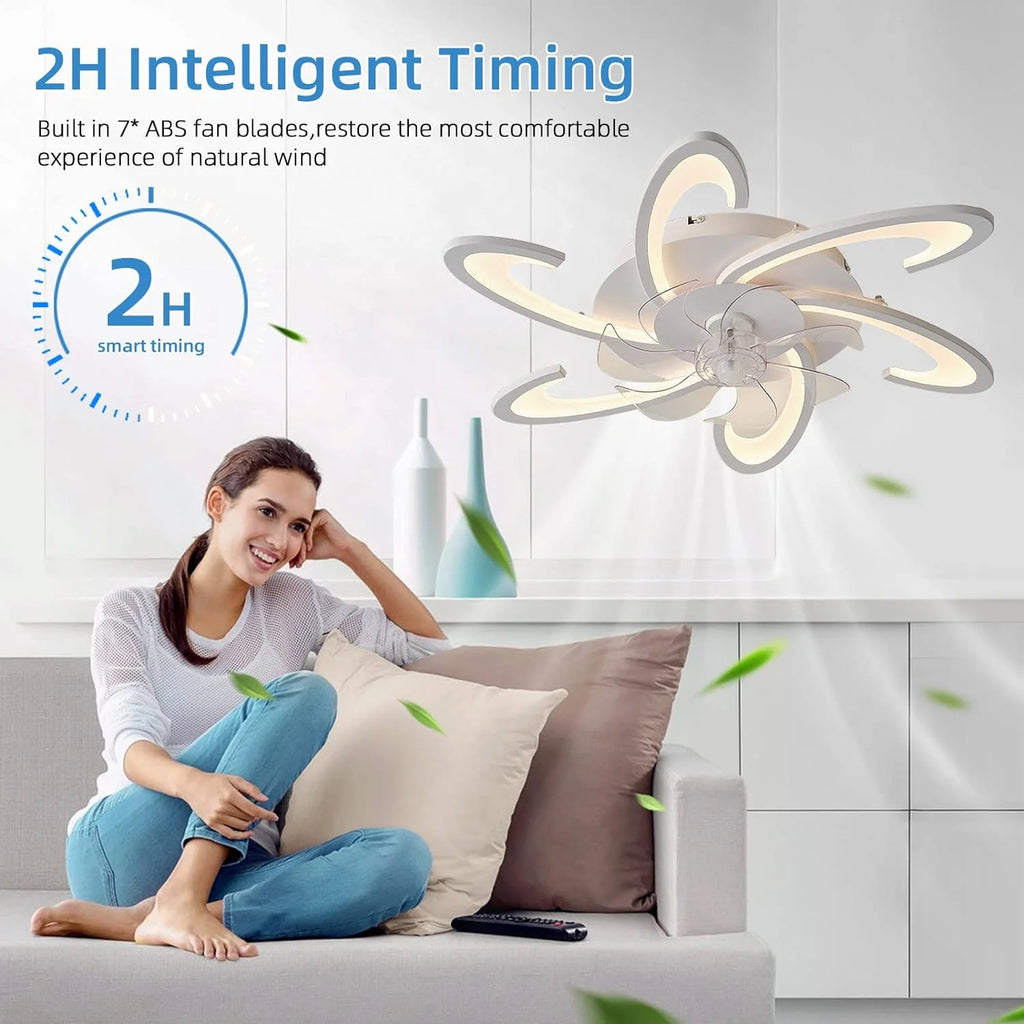 Low Ceiling Light Fan, Low Profile, 6 Wind Speed, 3 Colors 82 cm