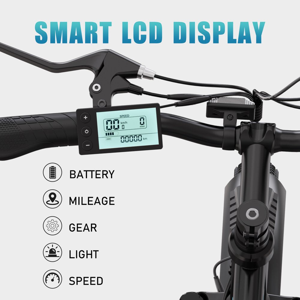 COLORWAY BK3M 500W Electric Bike 26???x3.0???, Shimano 7-Speed, 36V/15Ah Battery, Carbon Steel, IP54, 19.9 MPH