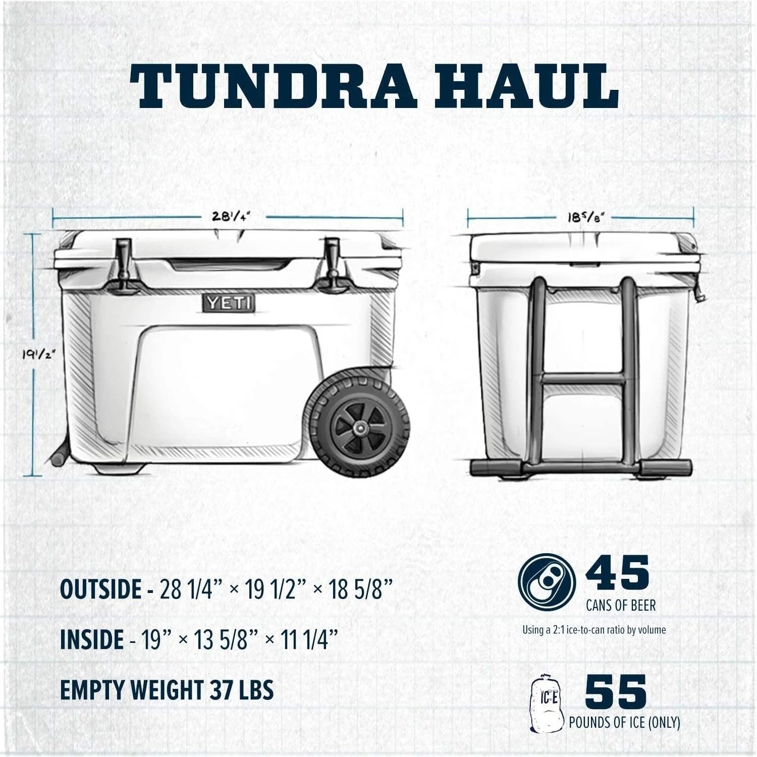 YETI Tundra Haul Cooler Box with Wheels, Navy Blue