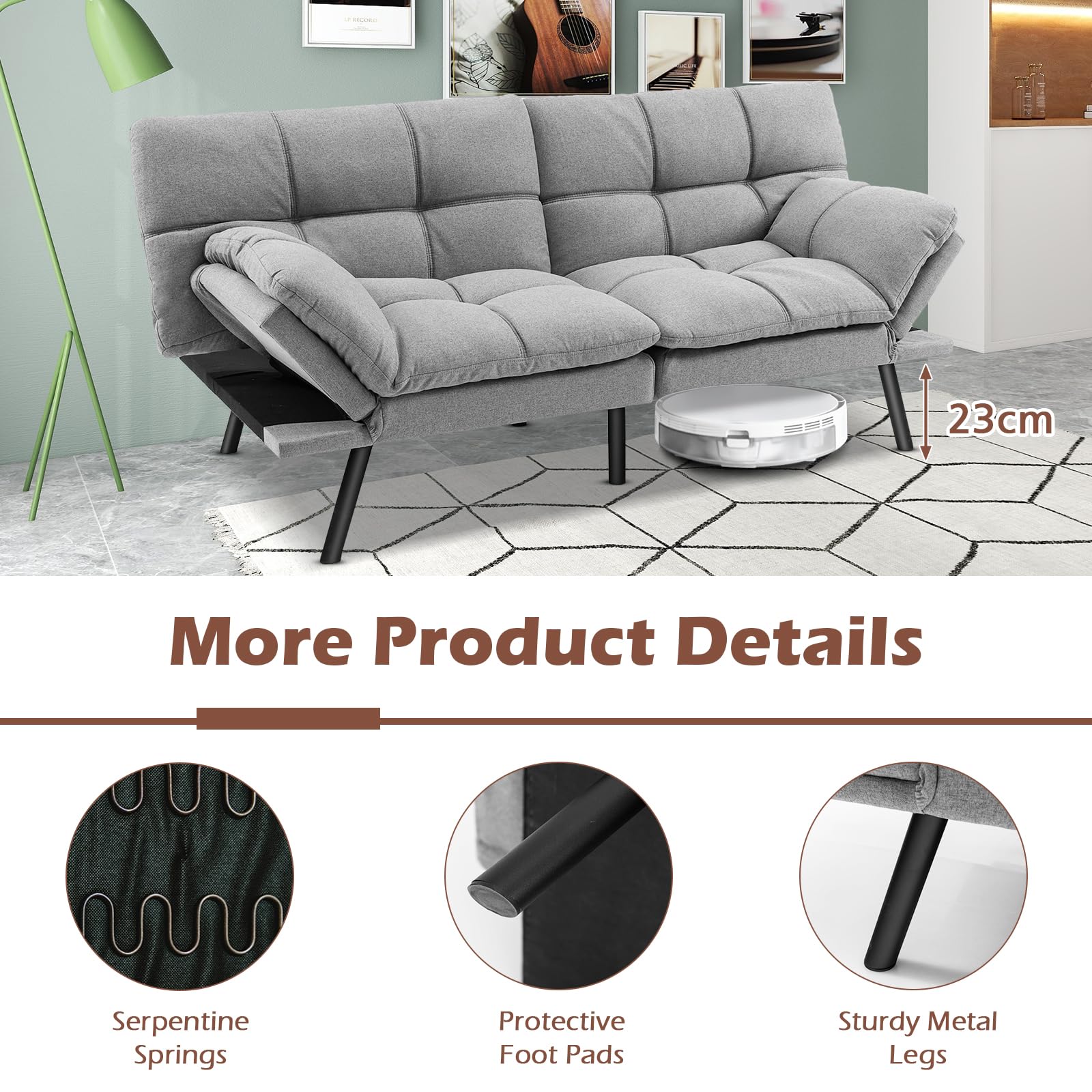 Giantex Convertible Sofa Bed, Memory Foam Futon Couch Bed