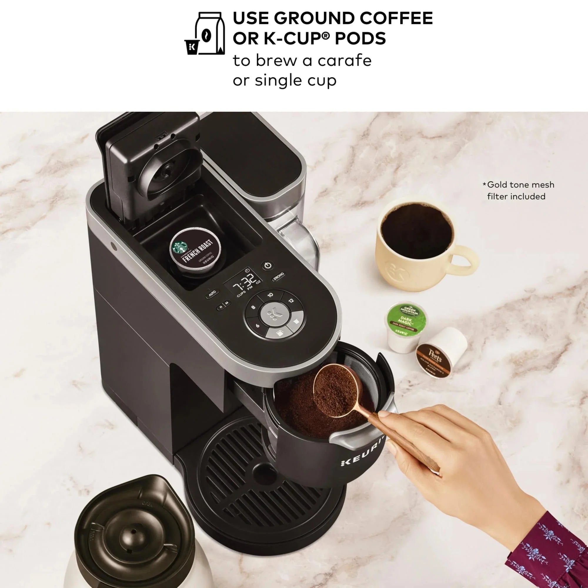Keurig K-Duo Plus coffee machine for single servings and pots