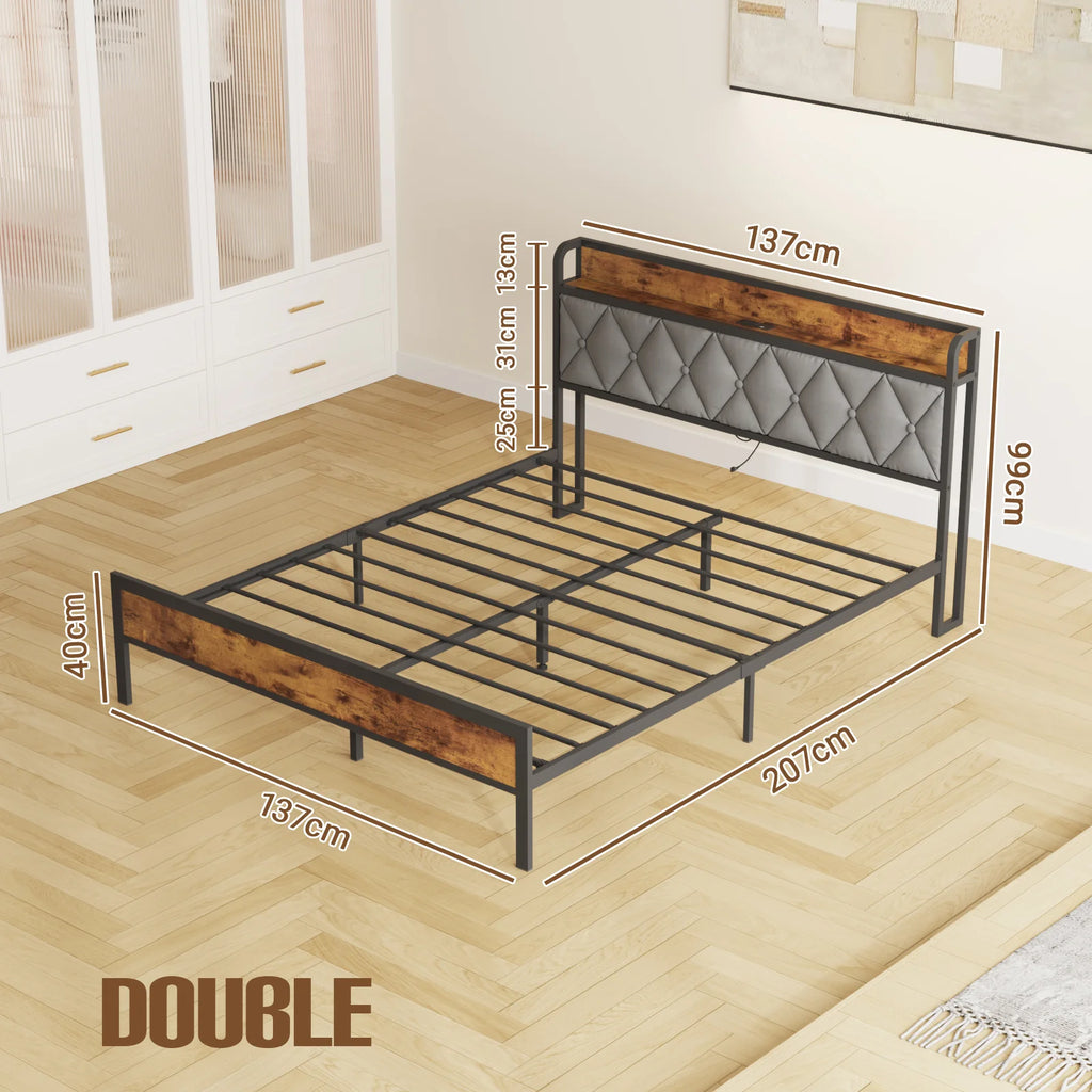 Bed Frame with Charging Station