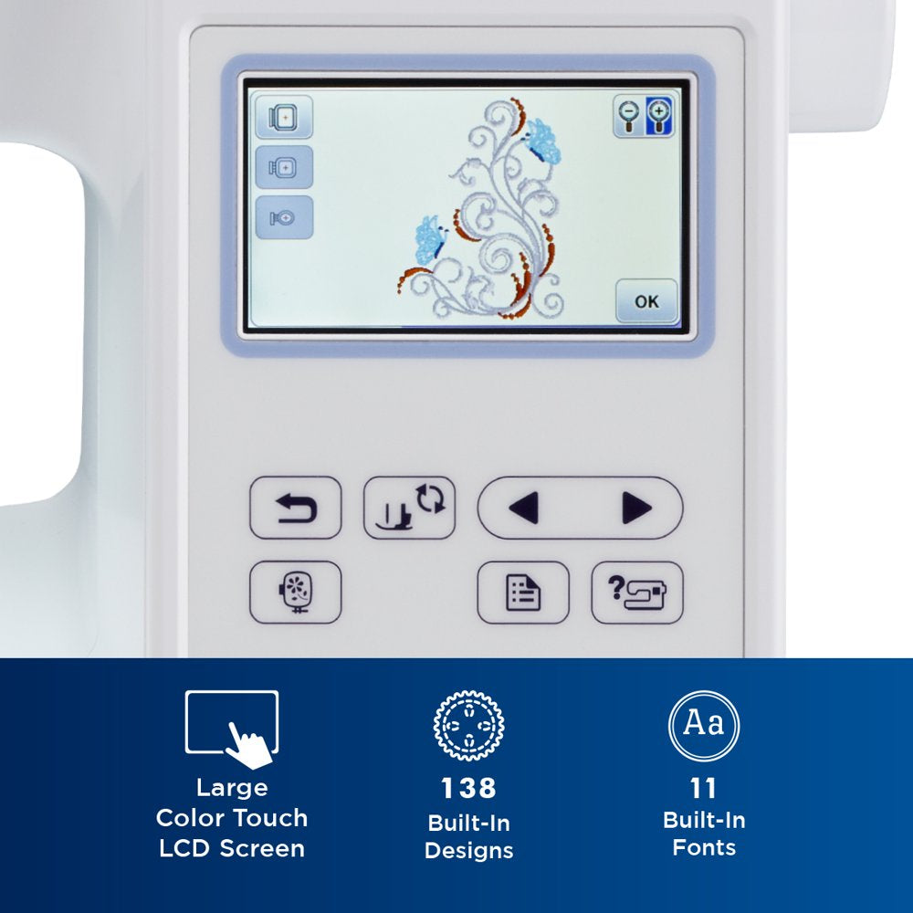 Brother PE800 Computerized Embroidery Machine, 5���x7��??Area, LCD Screen, 138 Designs, 11 Fonts, USB Port