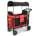 W2 MultiFunction Push 2 Passenger Double Folding Stroller, Adjustable Canopy  Removable Footrest Seats up to 2 Toddlers Poppy Red